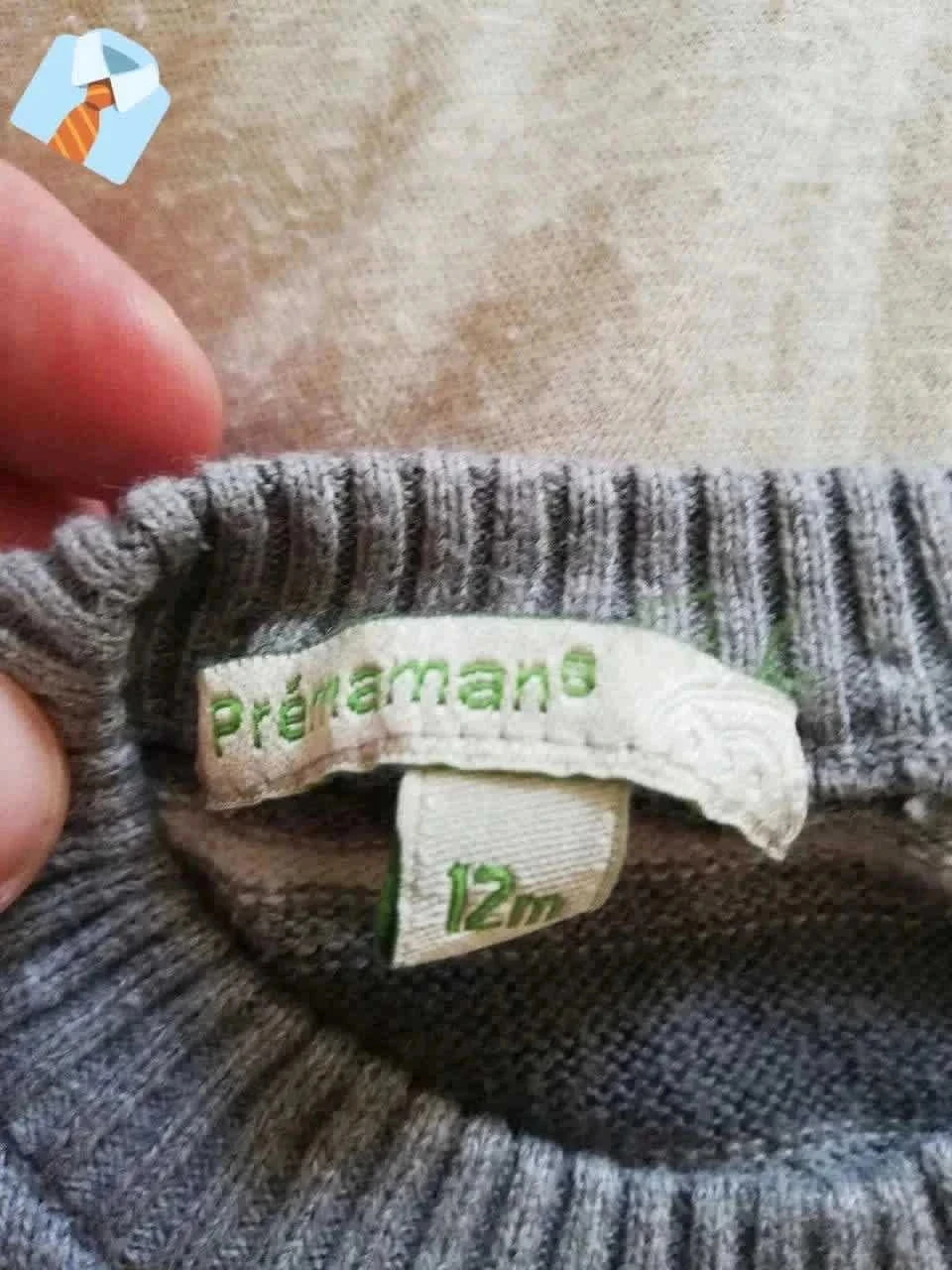 Premaman Blusa Bebê 12 Meses 74 cm Cinza com Chapéu e Bigode Bom estado – photo 3